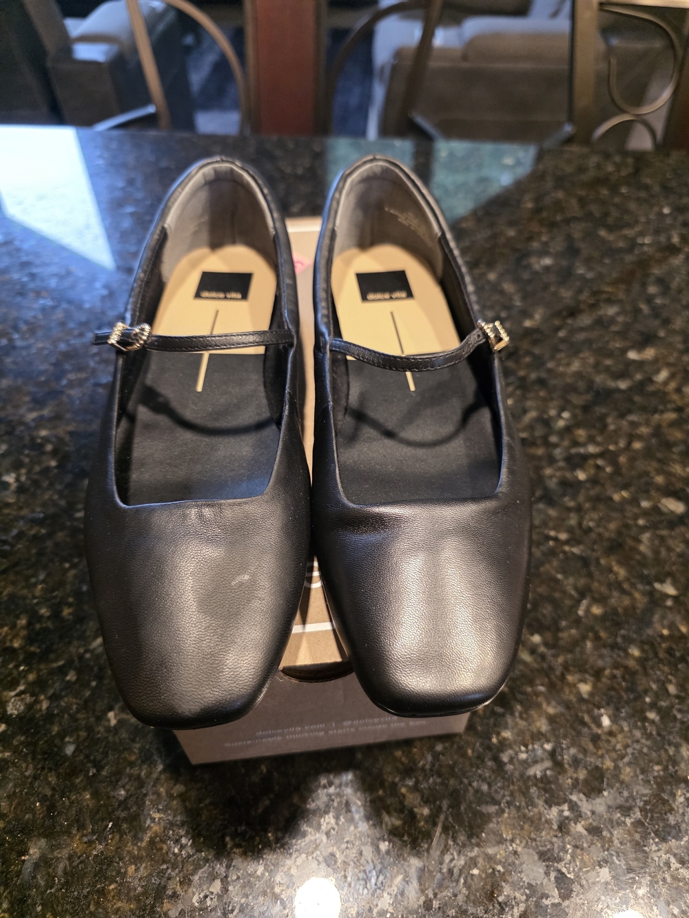 Dolce Vita Black Square-Toe Mary Jane Flats
